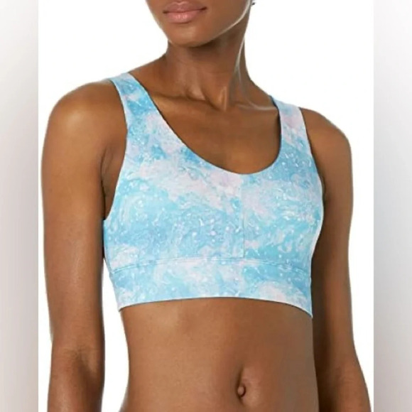 Juicy Couture NWT Twist back removable pads vneck sports bra Aurora Print sz M - Picture 2 of 12
